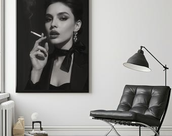 Matte Black and White Art Poster: Elegant Vintage Style Wall Decor