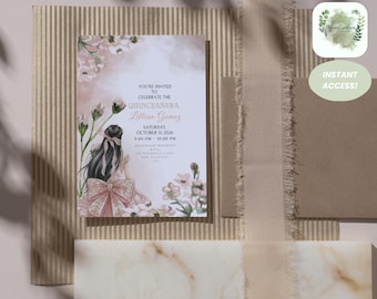 Rosa/Rosa Quinceaño Einladungsvorlage - Elegant Sweet 15 (Digitaler Download)