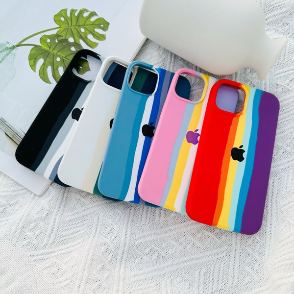 Rainbow Silicone Super Soft For iPhone 15 14 13 12 11 Case iPhone Pro case Pro Max Case iPhone XR iPhone Case XS Max case iPhone 7 8 Case