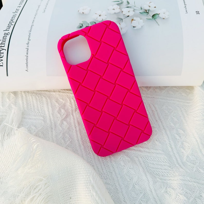 Soft Braided Silicone Super Soft Protective Case iPhone 15 14 13 12 11 Pro Max Case iPhone X XS Max iPhone XR Case iPhone 7 8 iPhone SE Pink