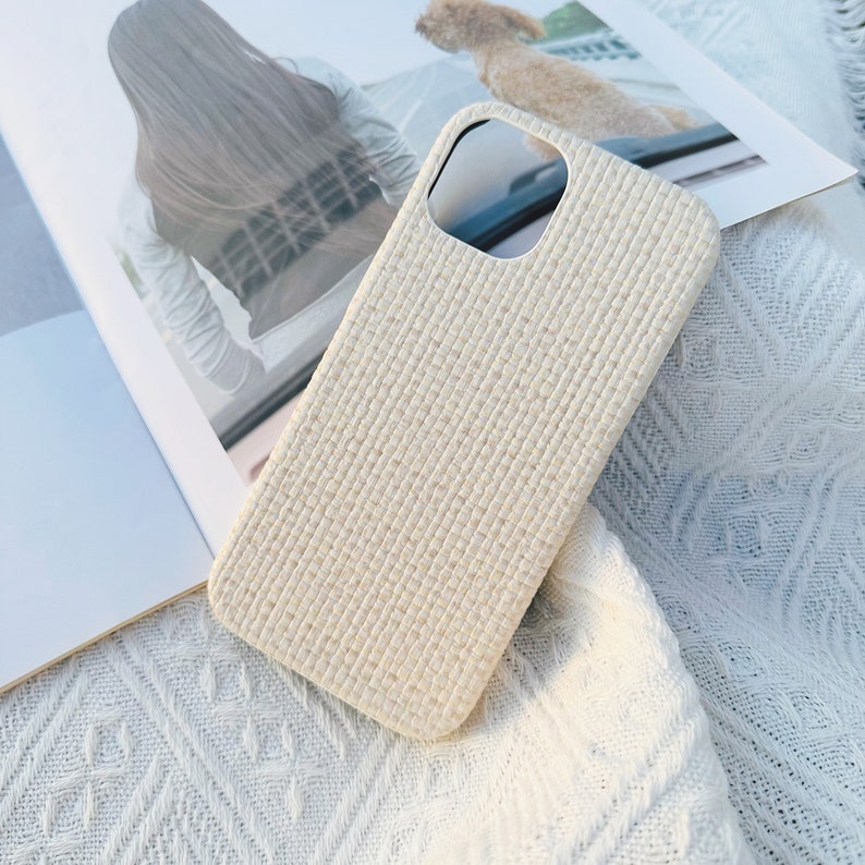 Woven Grid Pattern Phone Case for iPhone 15 14 13 12 11 iPhone Pro case Pro Max Case iPhone XR iPhone Case XS Max case iPhone 7 8 Case White