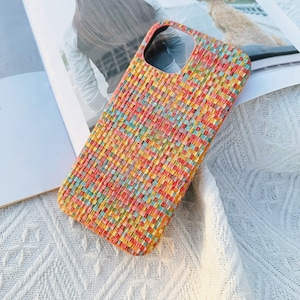 Woven Grid Pattern Phone Case for iPhone 15 14 13 12 11 iPhone Pro case Pro Max Case iPhone XR iPhone Case XS Max case iPhone 7 8 Case Red