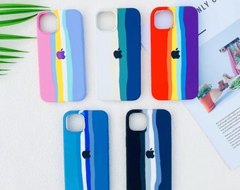 Arc-en-ciel Silicone Super Soft Pour iPhone 15 14 13 12 11 Étui iPhone Pro Étui Pro Max Étui iPhone XR Étui XS Max Étui iPhone 7 8