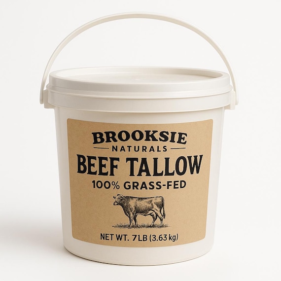 100% Grass Fed Beef Tallow 7lbs Rendered Bulk | No Additives | Chemical Free Filtered | Non-GMO and Gluten-free