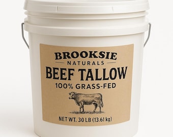 100% Grass Fed Beef Tallow 30lbs Rendered Bulk | No Additives | Chemical Free Filtered | Non-GMO and Gluten-free