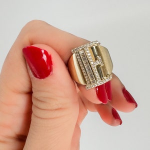Anillo de oro macizo de 14 k con inicial de diamante, anillo de oro hecho a mano con letra, anillo personalizado, anillo con nombre personalizado, anillo de oro con inicial de diamante, oro auténtico