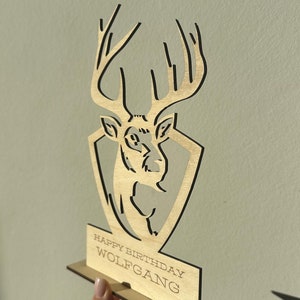 Kaart Geld Cadeau 3D Jager Waldmanns Heil Cadeau Mannen Gepersonaliseerd Individueel Gravure Hout Gratis Verzending Trofee Hertengewei