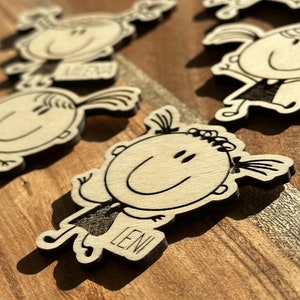 Imán para nevera de madera para niños, guardería, familia, nombre personalizado, amigos, guardería, escuela, regalo, mascota