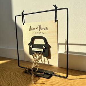Hochzeitsgeschenk Geldgeschenk Karte personalisiert Holz Laser Aufsteller Holz Metall Hochzeit Verlobung Gravur Ehepaar