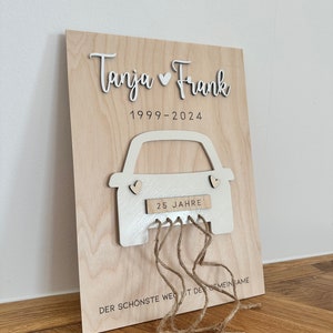XXL Karte Geldgeschenk Hochzeit Hochzeitsauto Brautpaar Hochzeitsgeschenk personalisiert individuell Gravur Holz Groß DinA4