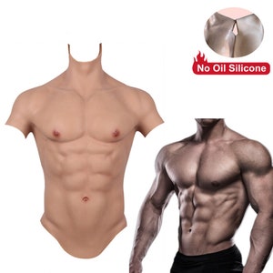 False Muscle Men's Chest Simulation Abdominal Muscle T-Shirt Fake Shoulders  Padded Underwear Compression Shoulder Pads (Color : White, Size : Medium)
