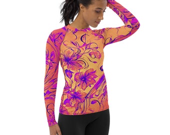 Peach Rash Guard, Orange Rash Guard, Pink Rash Guard, Long Sleeve Rash Guard, Swim Top, Pink Athleisure, Orange Athleisure, BJJ