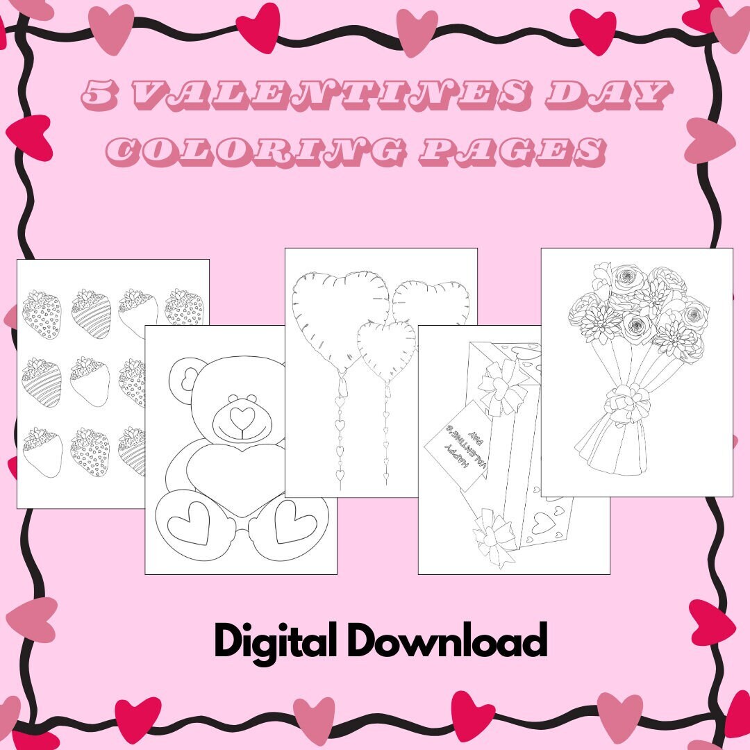 Valentine’s Day Coloring Book Pages Printable for Adults and Kids ...