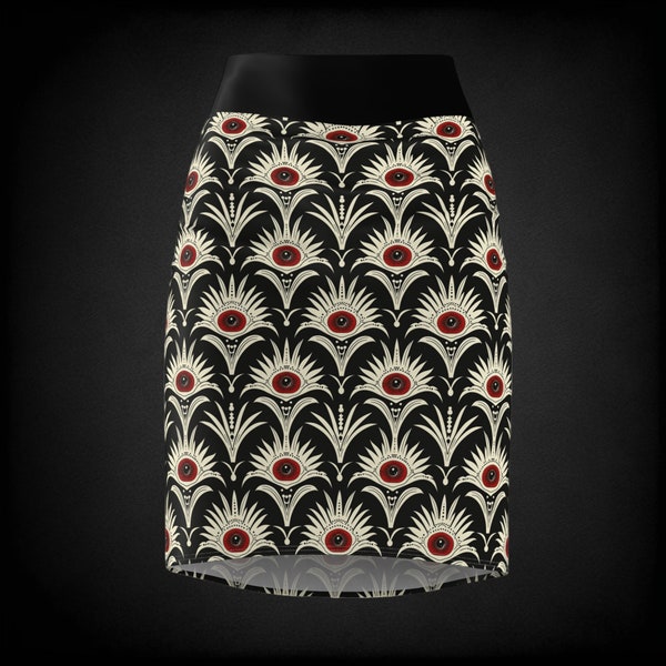 1920's Decopunk Goth Eyes Pencil Skirt