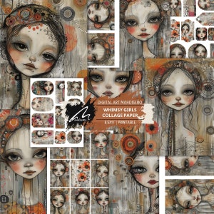 Meraviglia stravagante: carte digitali per ritratti artistici incantevoli, tag stravaganti, sfondi stampabili a tema fantasy per collage di espressione creativa