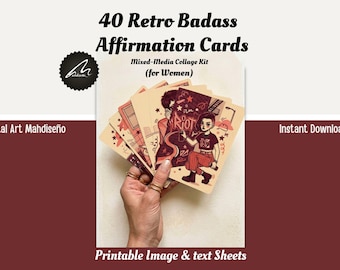 Sweary Affirmation Cards for Women Printable Retro Badass Quotes Vision Board Kit PDF Digital