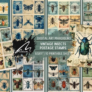 Kit Entomologico Incantevole: Timbri di Insetti di Ispirazione Vintage per Artigianato, Scrapbooking e Junk Journal, Un Tesoro per gli Appassionati di Insetti