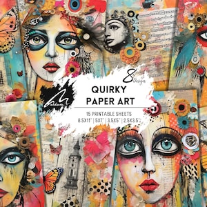 Quirky Paper Art | Odd Background Digital Art | PRINTABLE Junk Journal Scrapbook Pages Instant DOWNLOAD CU