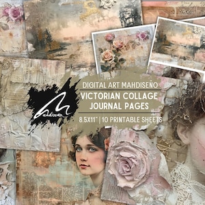 Kit collage digitale deluxe Victorian Grace - Pagine effimere Vintage Girl, diario in pizzo antico stampabile, fogli di album di ritagli di bellezza senza tempo