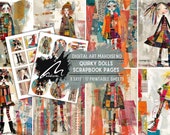 Whimsical Fashionista: Vibrant Mixed-Media Art Doll for Junk Journaling & Scrapbooking Enthusiasts - Ideal for Creative and Whimsy Projects