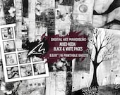 Black and White Collage Kit – Monochrome Printable Ephemera for Junk Journals, Scrapbooking, Gothic Art, Zines & Mixed Media Crafts