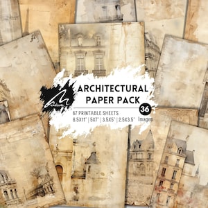 グランジ建築パック | 背景デジタルアート | コラージュジャンクジャーナルスクラップブック用品印刷可能なJPGスタンペリア