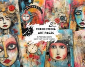 Abstract Portrait Collage Kit – Vivid Printable Art Sheets for Junk Journals, Scrapbooking, Mixed Media, Zines & Creative Journaling