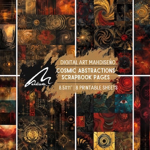 Láminas artísticas de alquimia cósmica: universo místico, patrones celestiales, conjunto de símbolos esotéricos, páginas de astrología, colección digital de elementos ocultos