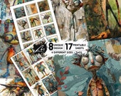 Quirky Time-Traveler Critter: Whimsical Creature Printable Art for Crafting, Collage Making, Junk Journals & Scrapbooking Enthusiasts, CU