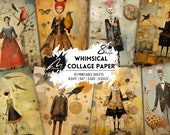 Whimsical Collage Paper Kit – Dreamy Printable Art for Junk Journals, Surreal Zines, Scrapbooking, Mixed Media & Storybook Projects