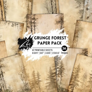 Old Forest Junk Journal Kit, Gothic Papers, Scrapbooks Print, Old Insert, Vintage Ephemera, Collage Sheet, Watercolor Page, Instant Download image 1