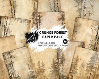 Old Forest Junk Journal Kit, Gothic Papers, Scrapbooks Druck, alte Einlage, Vintage Ephemera, Collage Sheet, Aquarellseite, Sofortiger Download