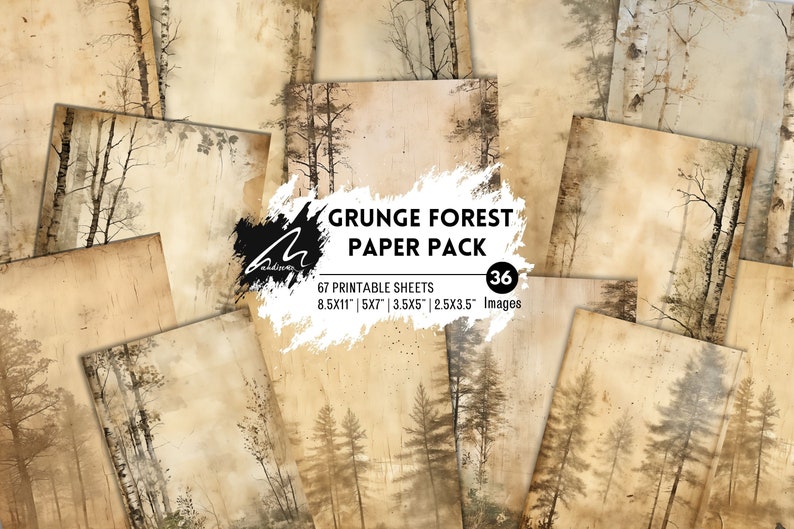 Old Forest Junk Journal Kit, Gothic Papers, Scrapbooks Print, Old Insert, Vintage Ephemera, Collage Sheet, Watercolor Page, Instant Download image 1