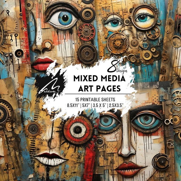 Mixed Media Art Prints | Steampunk Digital Art | PRINTABLE Paper Background Digital DOWNLOAD Commercial Use
