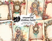 Steampunk Frame Printable Scrapbook Pages, Vintage Industrial Art Border, Junk Journal Ephemera, Digital Craft Kit for Journaling CU