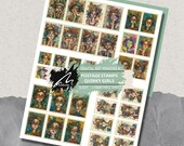 Quirky Girls Postage Stamps, Printable Stamps, Whimsical Stamps, Junk Journal Embellishments, Scrapbooking Ephemera, Tags, Journal Printable