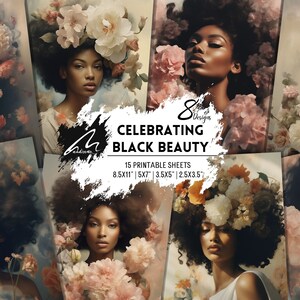 Floral Essence: Majestic Beauty Pages Amidst Roses Stampa artistica, Ritratto ispiratore di Grace, Media digitali per artigianato, diario e arredamento