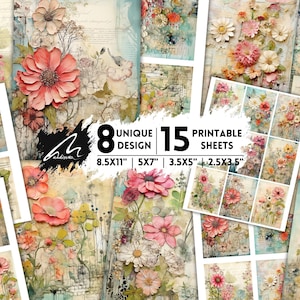 Papiers de scrapbooking numériques Botanical Bliss : impressions de fleurs sauvages éclatantes pour des journaux indésirables, des collages et des projets de scrapbooking créatifs à télécharger