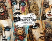 Steampunk Timekeeper Mixed Media Scrapbook Kit Whimsical Journal Pages Collage Art Printables Crafting Ephemera Kit Artistic Digital Papers