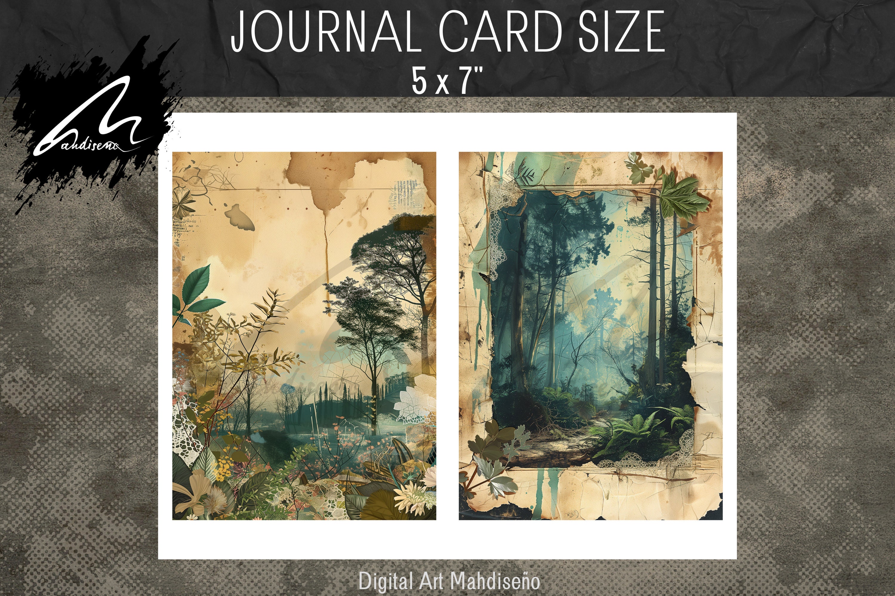 Enchanted Forest Junk Journal Kit, Vintage Collage (digital Download ...