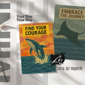Ocean Animal Affirmation Mini Zine - Pliable imprimable avec citations inspirantes, cartes journal Sea Life, téléchargement immédiat pour des cadeaux attentionnés