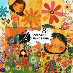 Pagine di collage stravaganti Blooming Joy per diari spazzatura, scrapbooking floreale, arte multimediale, kit di artigianato digitale carino e allegro di effimeri