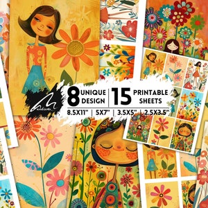 Sunshine Garden Dreams: fogli digitali di stampe floreali allegre per scrapbooking creativo, collage di effimeri e creazione di decorazioni vivaci