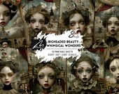 Captivating Marionette Theatre Digital Paper Art, Spooky Theater Junk Journal Pages, Whimsical Puppeteer Printable for Journaling & Decor
