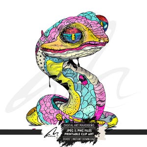 Clipart de cobra abstrata caprichosa, PNG e JPG, sublimação caprichosa, clipart para impressão, sublimação de colagem, arte digital artística, cobra, CU
