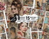 Royal Theme Mixed Media Digital Papers, Regal Ephemera Scrapbooking Pages, Vintage Monarch Backgrounds, Aristocratic Junk Journal Printables