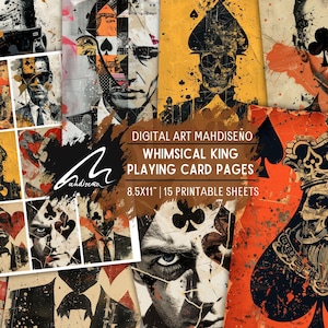 Masquerade of the Mind - Surrealist Gentleman Pages, motivo astratto per biglietti, arte stampabile di alta qualità per scrapbooking, arredamento per la casa e artigianato