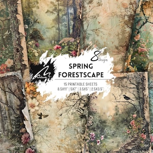 Pagina di album floreale Enchanted Woodland, kit di diario vintage Forestcase Junk Journal, fogli di collage ispirati alla natura per artigianato e diario