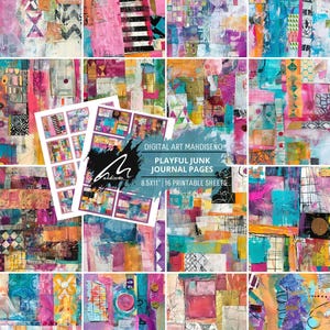 Vibrant Collage Crafter's Delight: mix eclettico di texture e colori, ideale per scrapbooking, diari di scarto e progetti artistici effimeri