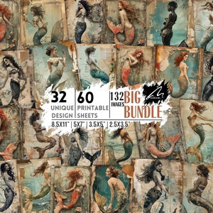 Nautical Hall 'Mermaid Bundle: Exquisite Sirenen-Portraits für Digital Scrapbooking, Grunge Crafting und Mixed Collagen-Herstellung